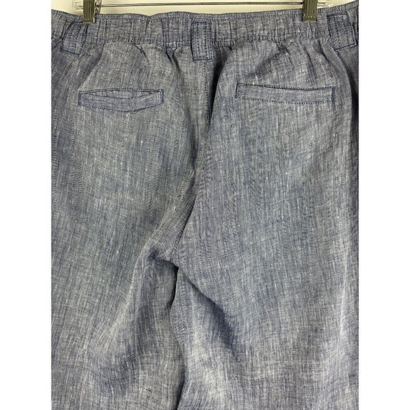 Caslon womens wide leg !00% Linen  pants large blue white fleck - Picture 5 of 7